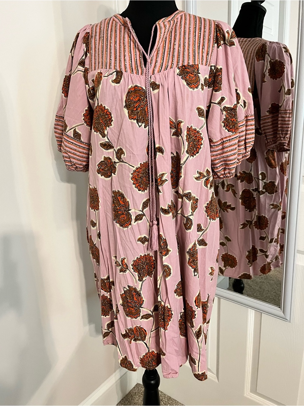 Knox Rose Pink Floral Boho Midi Dress Women's size Small